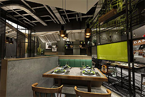 工業(yè)風(fēng)餐飲店裝修設(shè)計全景圖