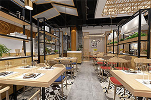 現(xiàn)代簡(jiǎn)約餐飲店裝修設(shè)計(jì)全景圖