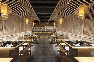 大型新中式火鍋店裝修設(shè)計(jì)全景圖