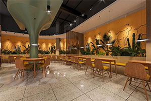 新中式自助餐廳裝修設(shè)計(jì)全景