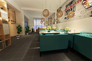 烤魚餐廳裝修設(shè)計(jì)全景效果圖