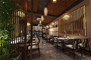 簡約現代大型餐廳裝修設計全景效果圖