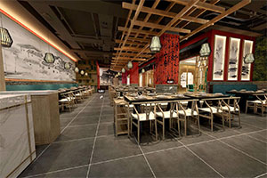 800方中式餐飲空間裝修設計全景案例